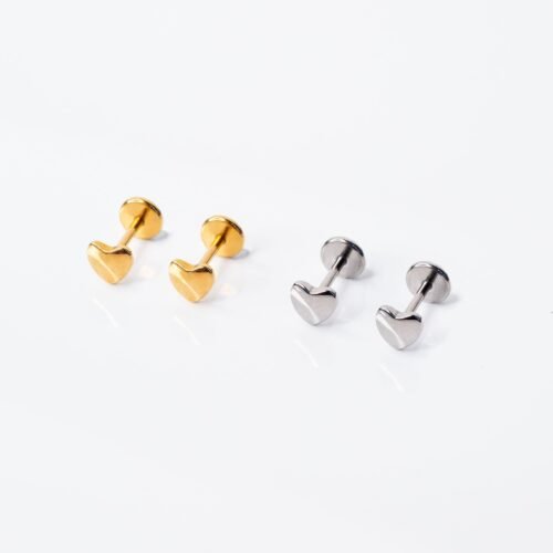 Cece Puffed Heart Titanium Flat Back Sleeper Earrings